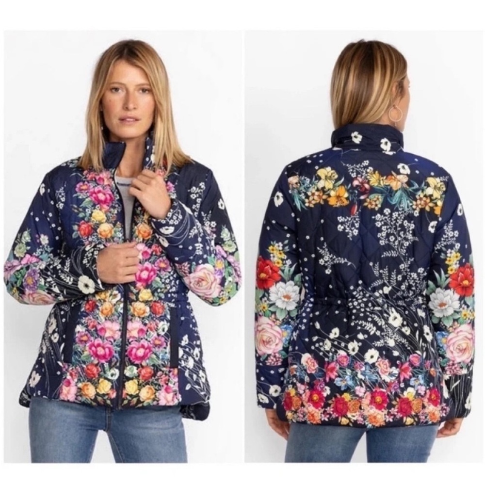 Johnny Was Neutra Reversible Floral Parka Puffer Jacket